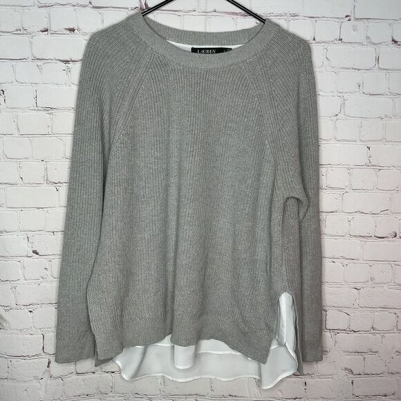 Lauren Ralph Lauren Women’s Large Layered  Hem Long Sleeve Top Crew Neck Sweater - Picture 5 of 9